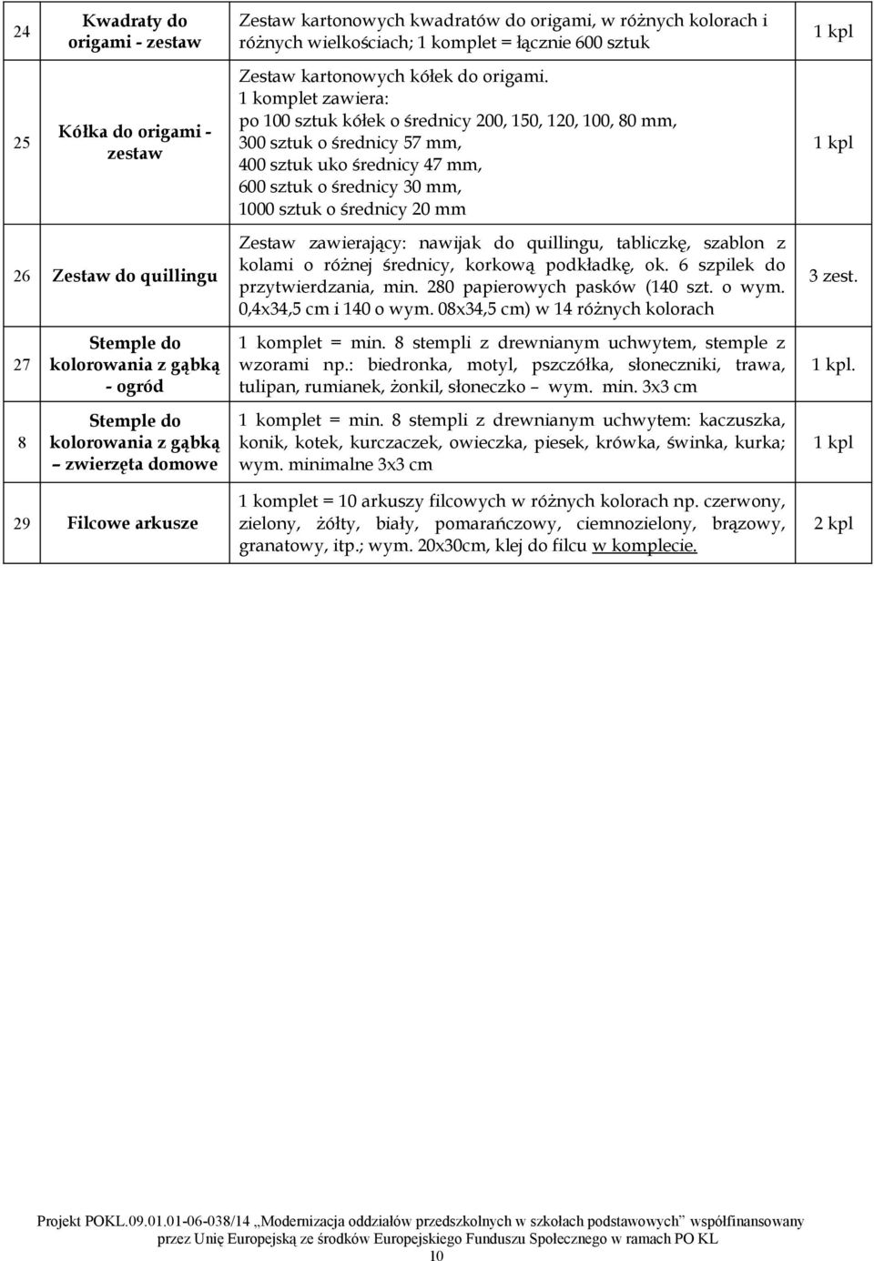 1 komplet zawiera: po 100 sztuk kółek o średnicy 200, 10, 120, 100, 80 mm, 00 sztuk o średnicy 7 mm, 00 sztuk uko średnicy 7 mm, 600 sztuk o średnicy 0 mm, 1000 sztuk o średnicy 20 mm Zestaw