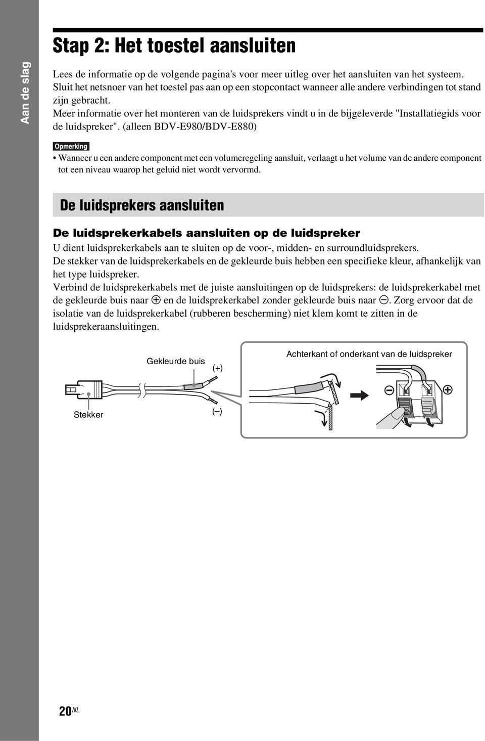Meer informatie over het monteren van de luidsprekers vindt u in de bijgeleverde "Installatiegids voor de luidspreker".