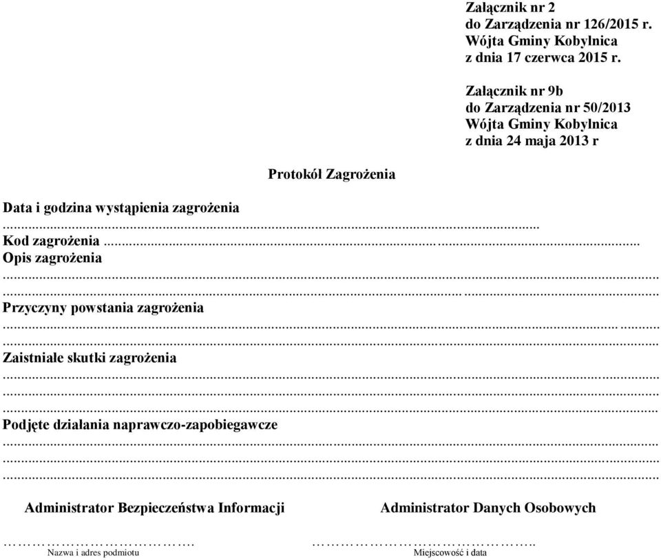 zagrożenia... Kod zagrożenia.