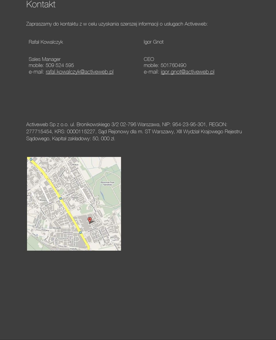 gnot@activeweb.pl Activeweb Sp z o.o. ul.