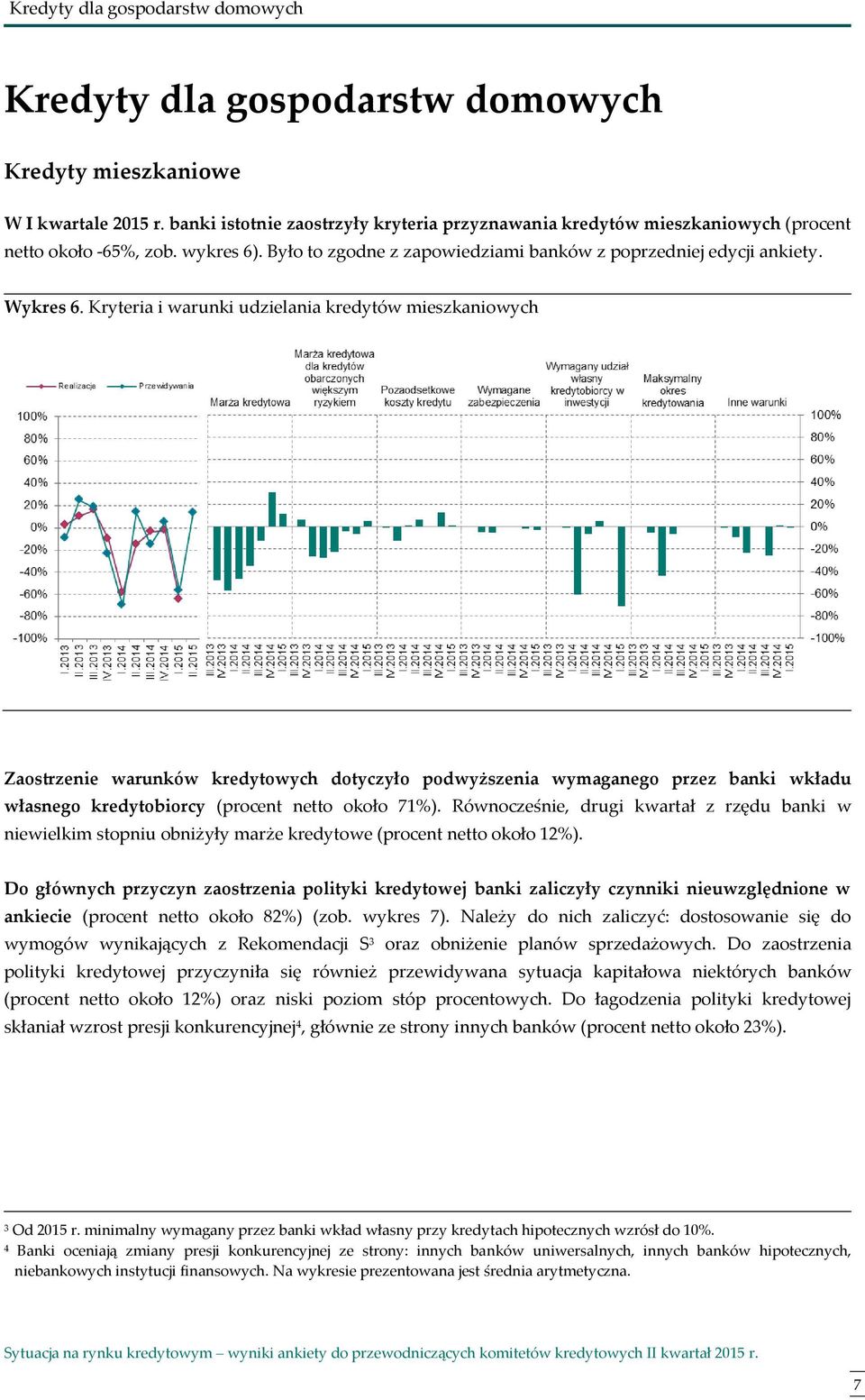 Kryteria i warunki udzielania kredytów mieszkaniowych Zaostrzenie warunków kredytowych dotyczyło podwyższenia wymaganego przez banki wkładu własnego kredytobiorcy (procent netto około 71%).