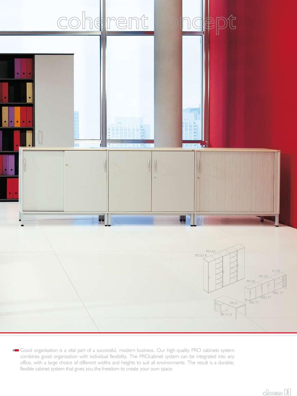 The PROcabinet system can be integrated into any office, with a large choice of different widths