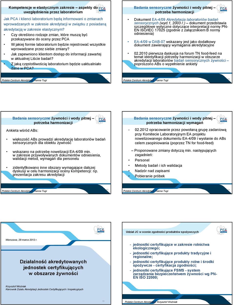 Czy określono rodzaje zmian, które muszą być przekazywane do oceny przez PCA W jakiej formie laboratorium będzie rejestrować wszystkie wprowadzane przez siebie zmiany?