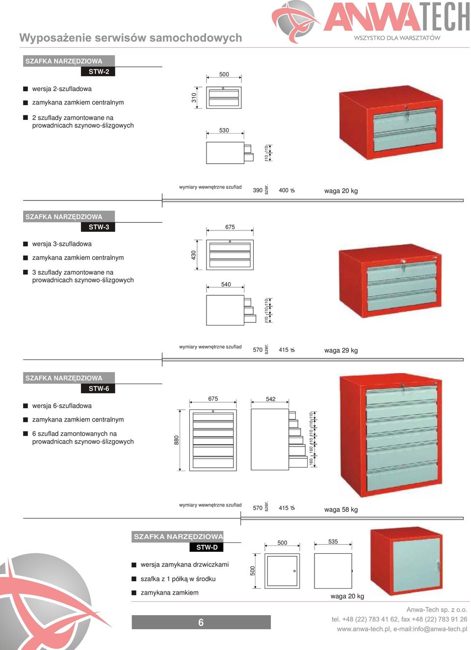 waga 20 kg 110 110 STW-3 675 wersja 3-szufladowa zamykana zamkiem centralnym 430 3 szuflady zamontowane na prowadnicach szynowo-ślizgowych 540 110 110 110 wymiary wewnętrzne szuflad