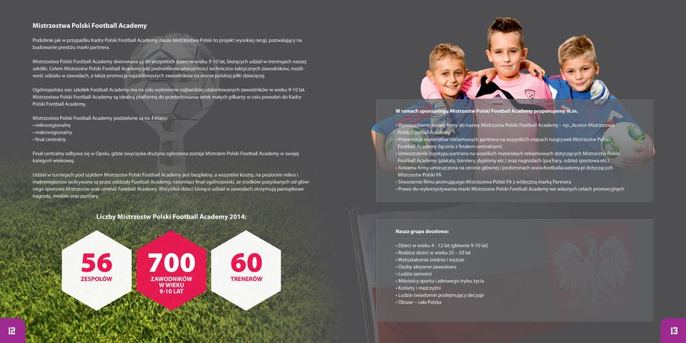 Celem Mistrzostw Polski Football Academy jest podniesienie umiejętności techniczno-taktycznych zawodników, możliwość udziału w zawodach, a także promocja najzdolniejszych zawodników na arenie