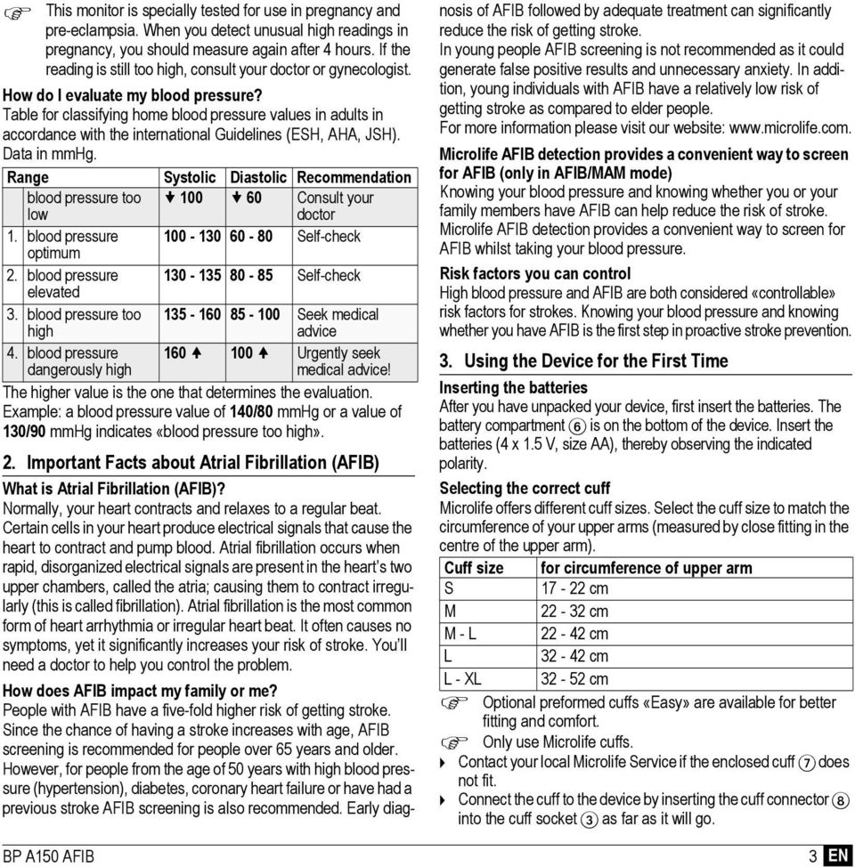 Table for classifying home blood pressure values in adults in accordance with the international Guidelines (ESH, AHA, JSH). Data in mmhg.