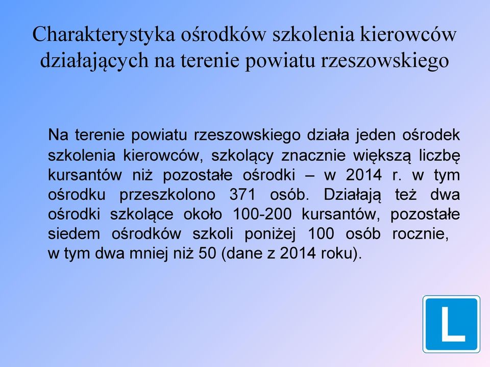 pozostałe ośrodki w 2014 r. w tym ośrodku przeszkolono 371 osób.