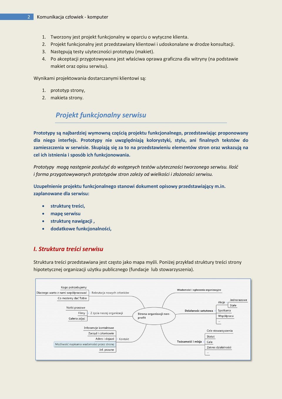 Wynikami projektowania dostarczanymi klientowi są: 1. prototyp strony, 2. makieta strony.