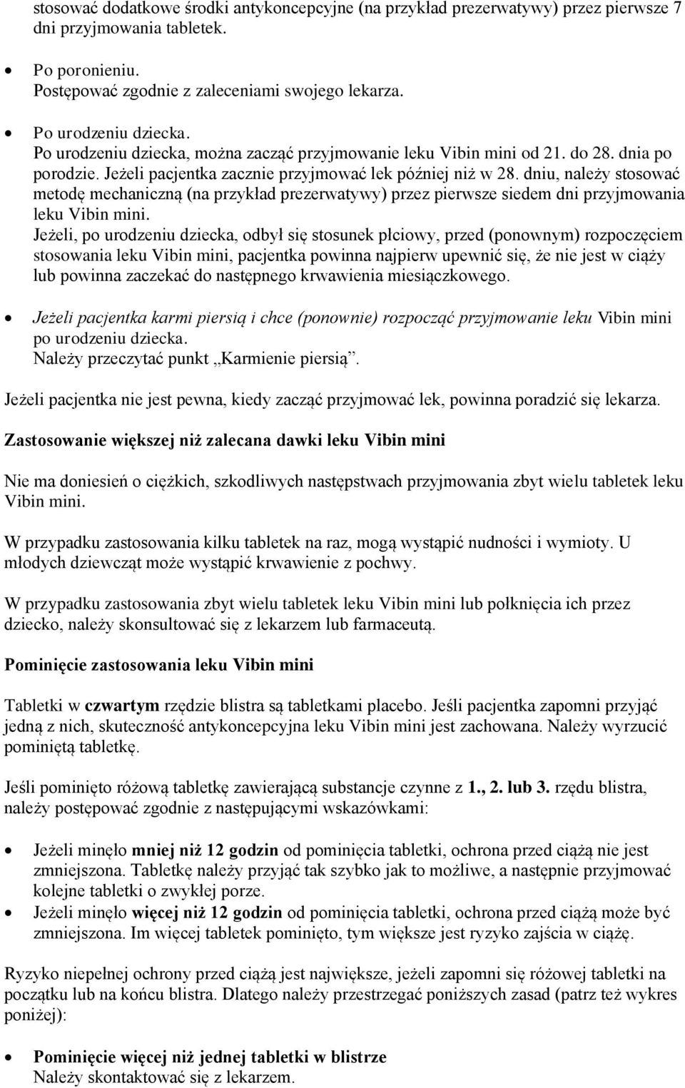 dniu, należy stosować metodę mechaniczną (na przykład prezerwatywy) przez pierwsze siedem dni przyjmowania leku Vibin mini.