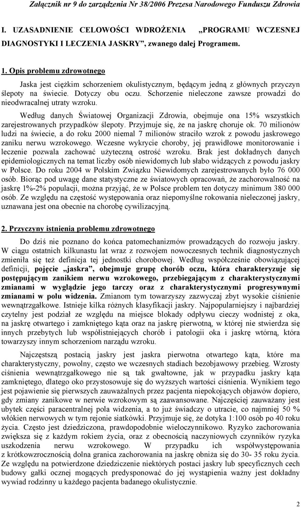 Schorzenie nieleczone zawsze prowadzi do nieodwracalnej utraty wzroku. Według danych Światowej Organizacji Zdrowia, obejmuje ona 15% wszystkich zarejestrowanych przypadków ślepoty.