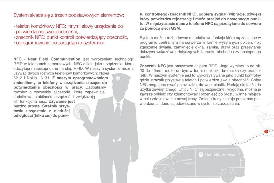W naszym systemie można używać dwóch różnych telefonów komórkowych: Nokia 6212 i Nokia 6131. Z naszym oprogramowaniem zmieniliśmy te telefony w urządzenia służące do potwierdzenia obecności w pracy.