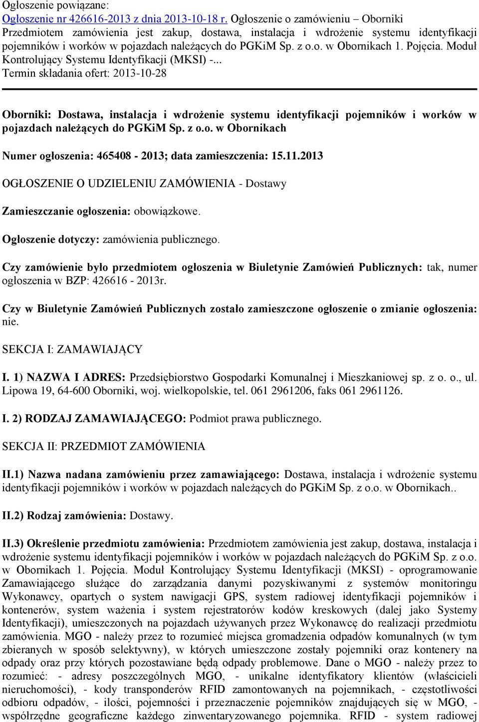 Pojęcia. Moduł Kontrolujący Systemu Identyfikacji (MKSI) -.
