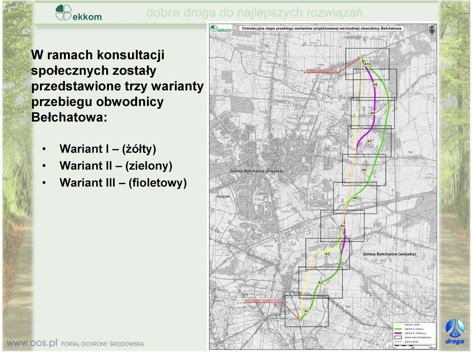 obwodnicy Bełchatowa: Wariant I (Ŝółty)