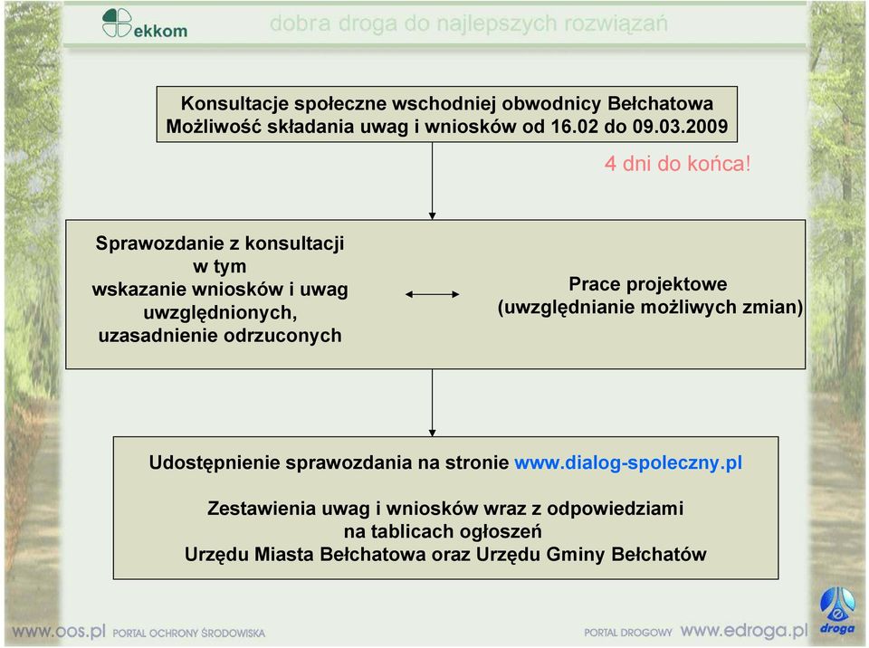 Sprawozdanie z konsultacji w tym wskazanie wniosków i uwag uwzględnionych, uzasadnienie odrzuconych Prace