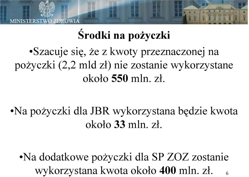 nie zostanie wykorzystane około 550 mln. zł.