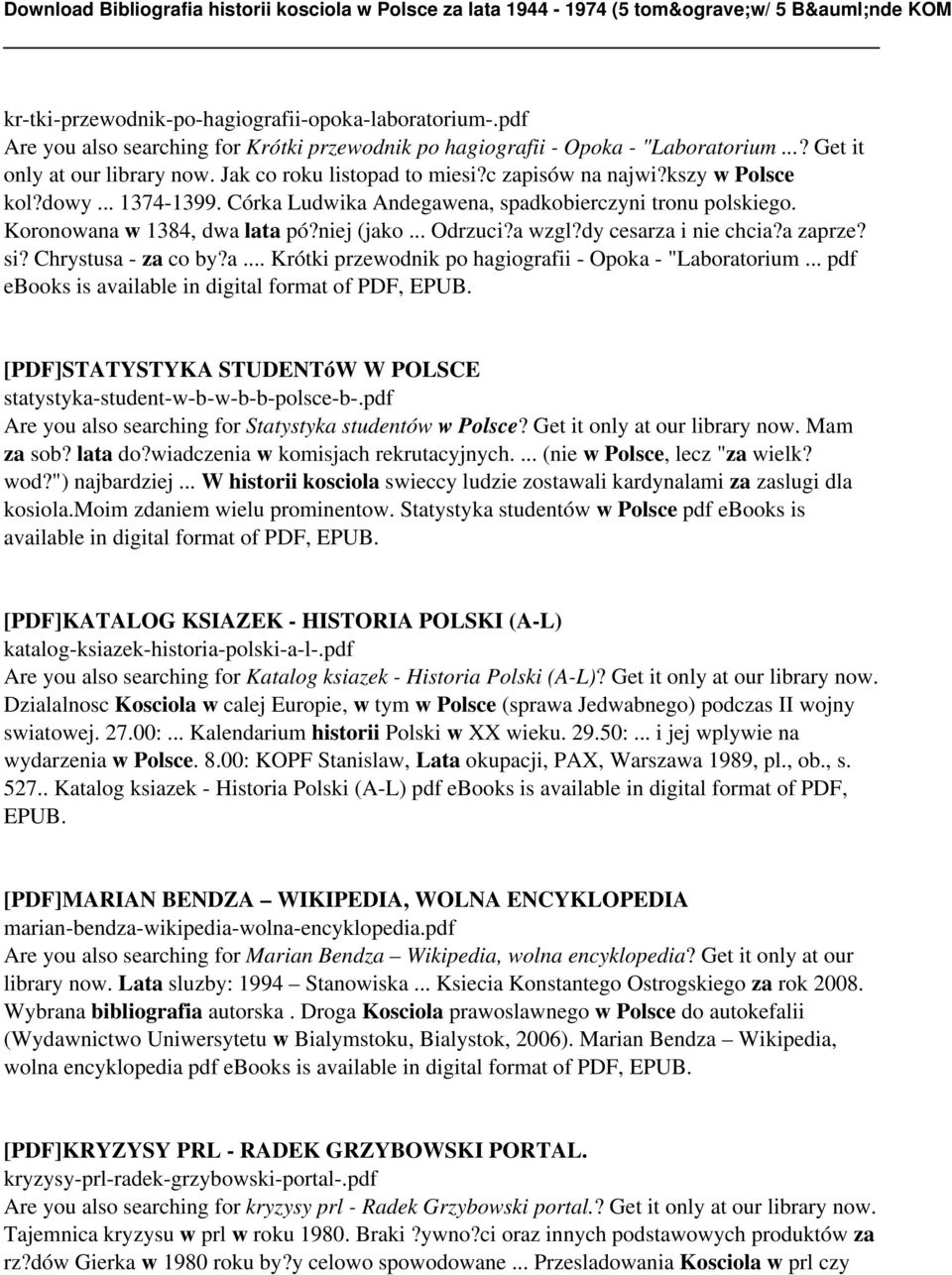 a wzgl?dy cesarza i nie chcia?a zaprze? si? Chrystusa - za co by?a... Krótki przewodnik po hagiografii - Opoka - "Laboratorium... pdf ebooks is available in digital format of PDF, EPUB.