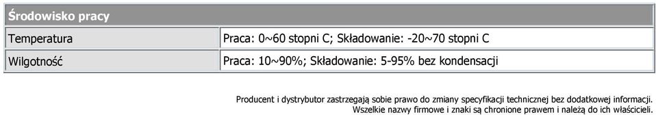 zastrzegają sobie prawo do zmiany specyfikacji technicznej bez dodatkowej