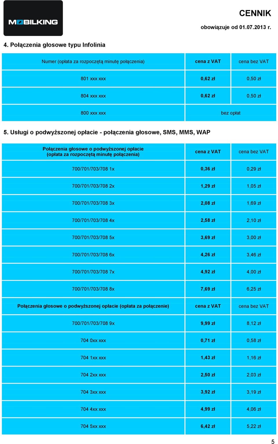 2x 1,29 zł 1,05 zł 700/701/703/708 3x 2,08 zł 1,69 zł 700/701/703/708 4x 2,58 zł 2,10 zł 700/701/703/708 5x 3,69 zł 3,00 zł 700/701/703/708 6x 4,26 zł 3,46 zł 700/701/703/708 7x 4,92 zł 4,00 zł