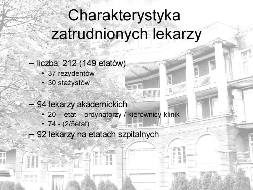 akademickich 20 etat ordynatorzy / kierownicy