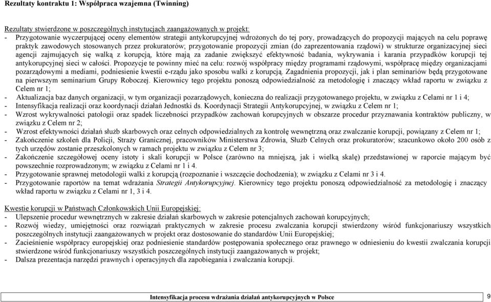 rządowi) w strukturze organizacyjnej sieci agencji zajmujących się walką z korupcją, które mają za zadanie zwiększyć efektywność badania, wykrywania i karania przypadków korupcji tej antykorupcyjnej
