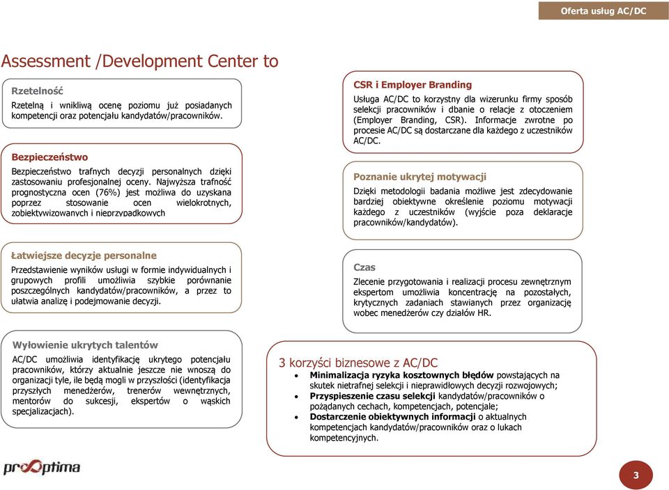 Najwyższa trafność prognostyczna ocen (76%) jest możliwa do uzyskana poprzez stosowanie ocen wielokrotnych, zobiektywizowanych i nieprzypadkowych CSR i Employer Branding Usługa AC/DC to korzystny dla