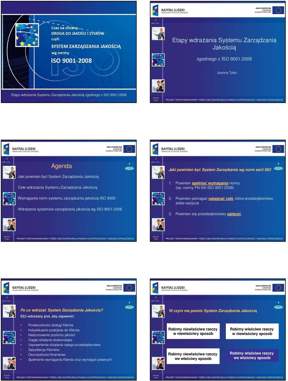 normy PN-EN ISO 9001:2009) Wymagania norm systemu zarządzania jakością ISO 9000 WdraŜanie systemów zarządzania jakością wg ISO 9001:2008 2.