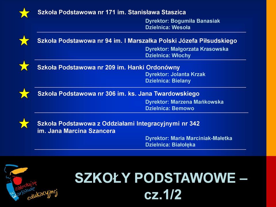 Hanki Ordonówny Dyrektor: Jolanta Krzak Dzielnica: Bielany Szkoła Podstawowa nr 306 im. ks.