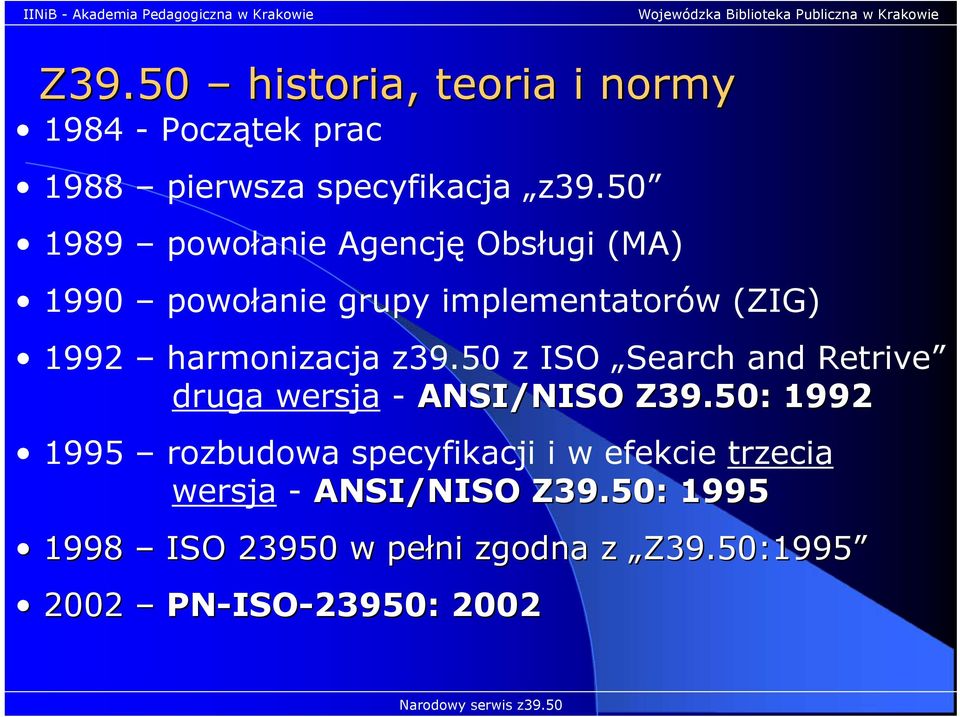z39.50 z ISO Search and Retrive druga wersja - ANSI/NISO Z39.