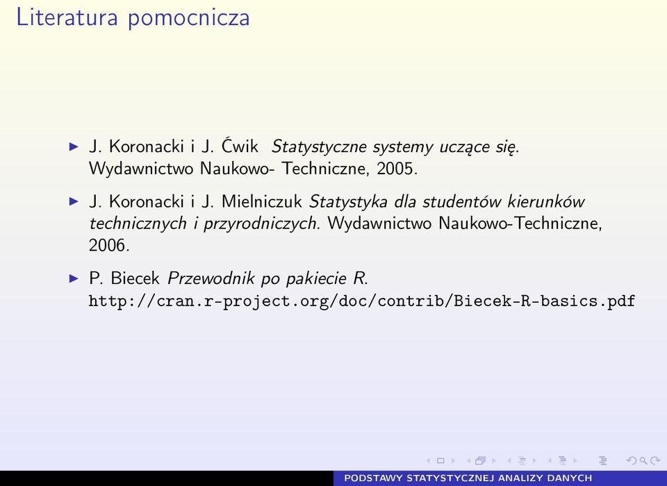 Mielniczuk Statystyka dla studentów kierunków technicznych i przyrodniczych.
