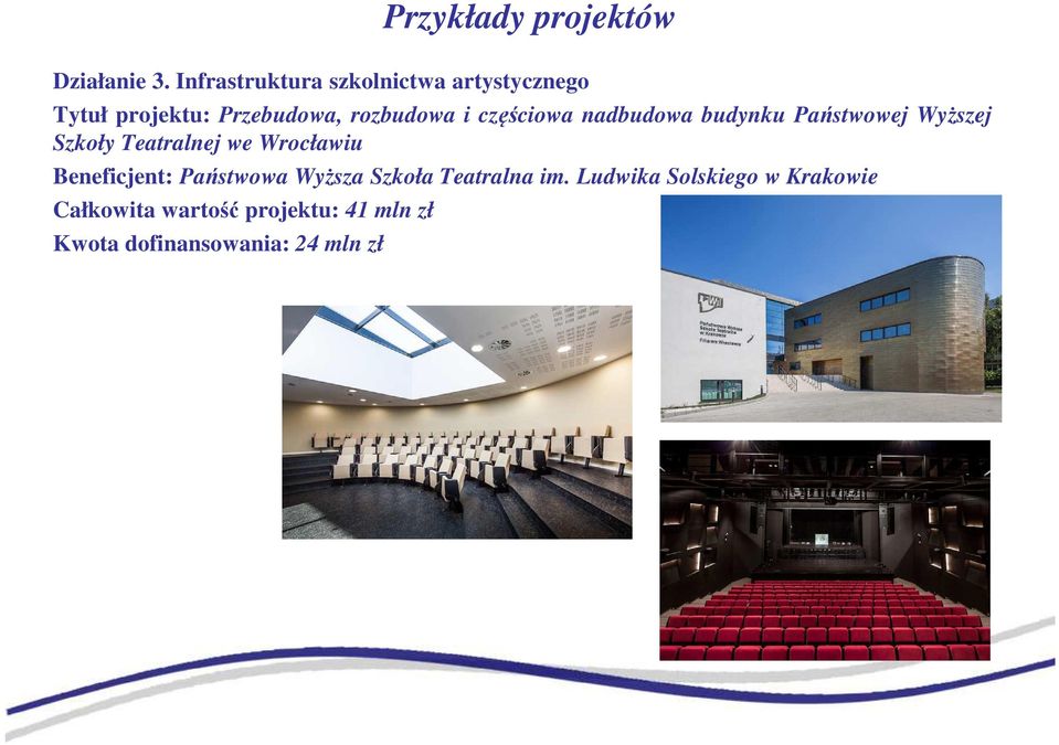 częściowa nadbudowa budynku Państwowej Wyższej Szkoły Teatralnej we Wrocławiu