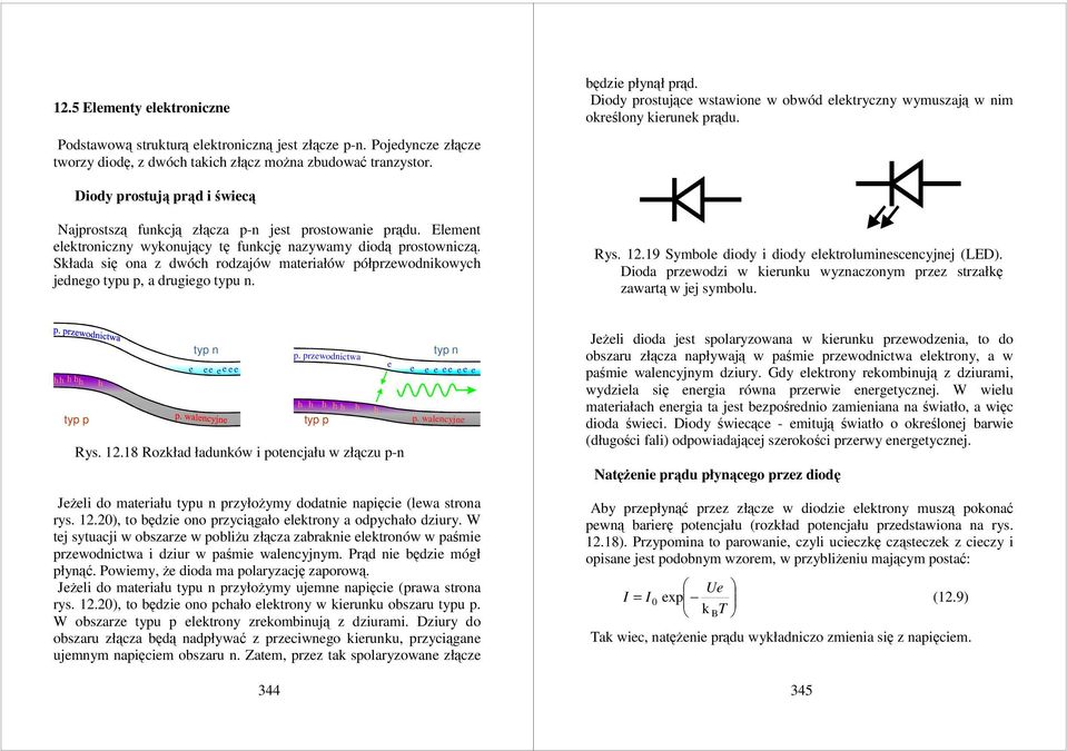 Elmnt lktroniczny wykonujący tę funkcję nazywamy diodą prostowniczą. Składa się ona z dwóc rodzajów matriałów półprzwodnikowyc jdngo typu p, a drugigo typu n. Rys. 12.