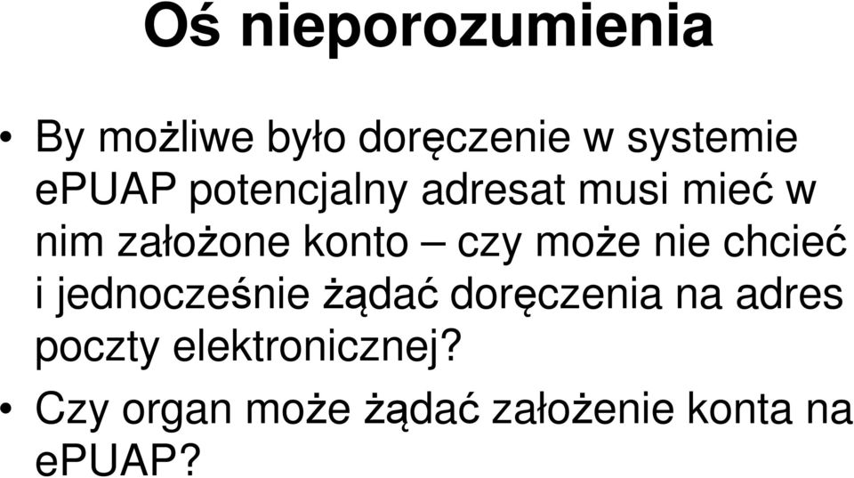 może nie chcieć i jednocześnie żądać doręczenia na adres