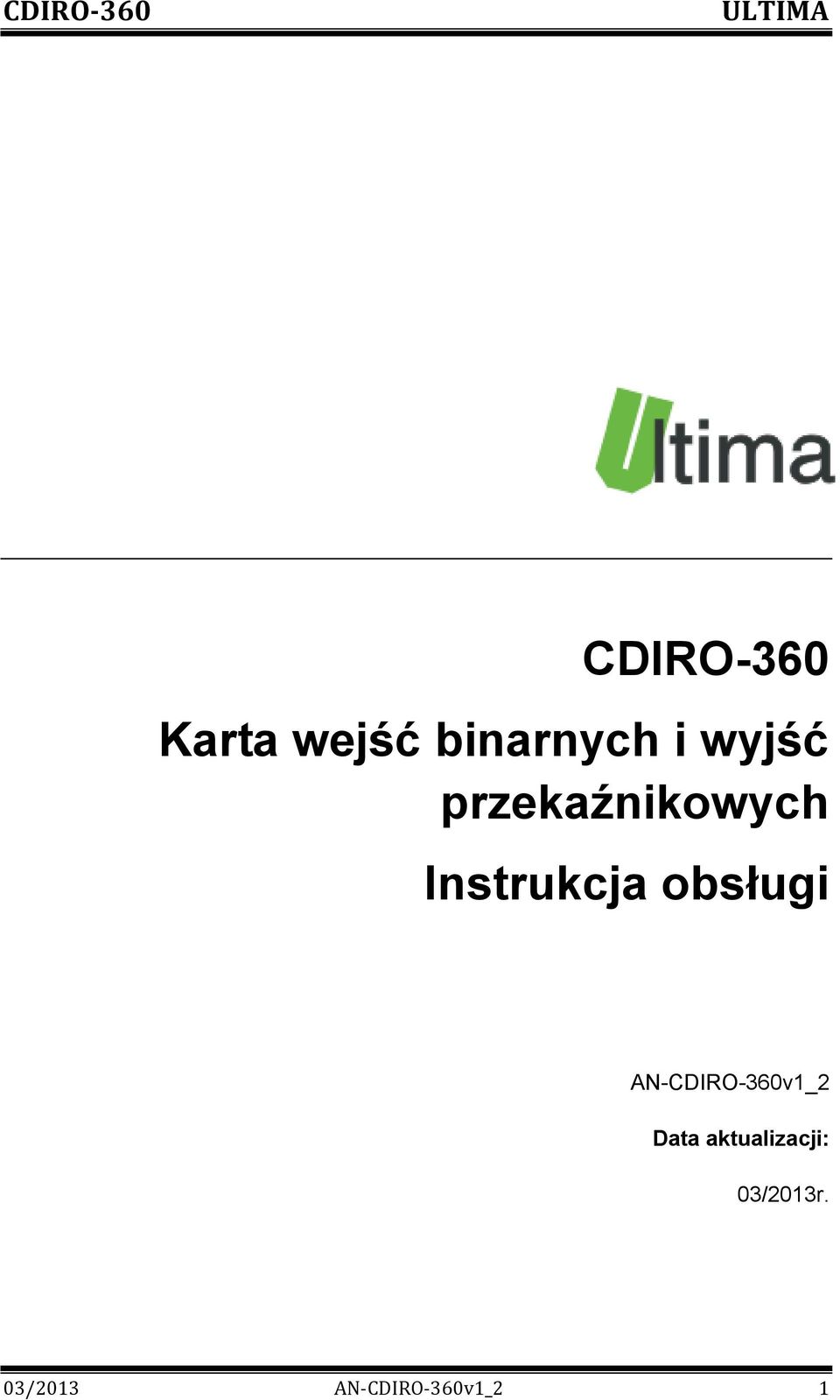 obsługi AN-CDIRO-360v1_2 Data