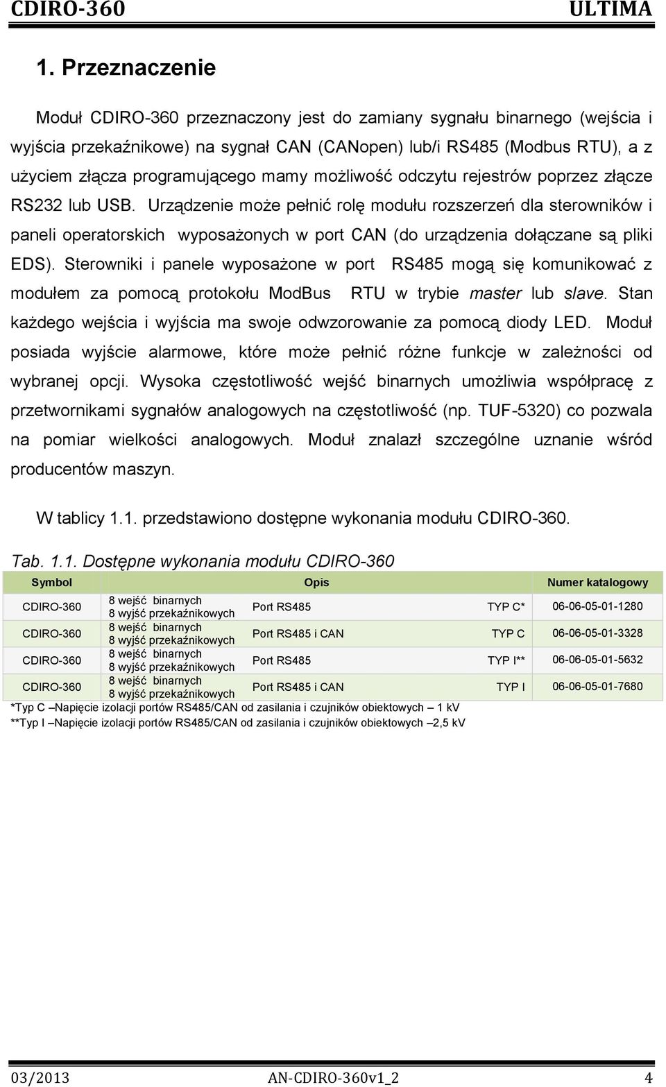 Urządzenie może pełnić rolę modułu rozszerzeń dla sterowników i paneli operatorskich wyposażonych w port CAN (do urządzenia dołączane są pliki EDS).