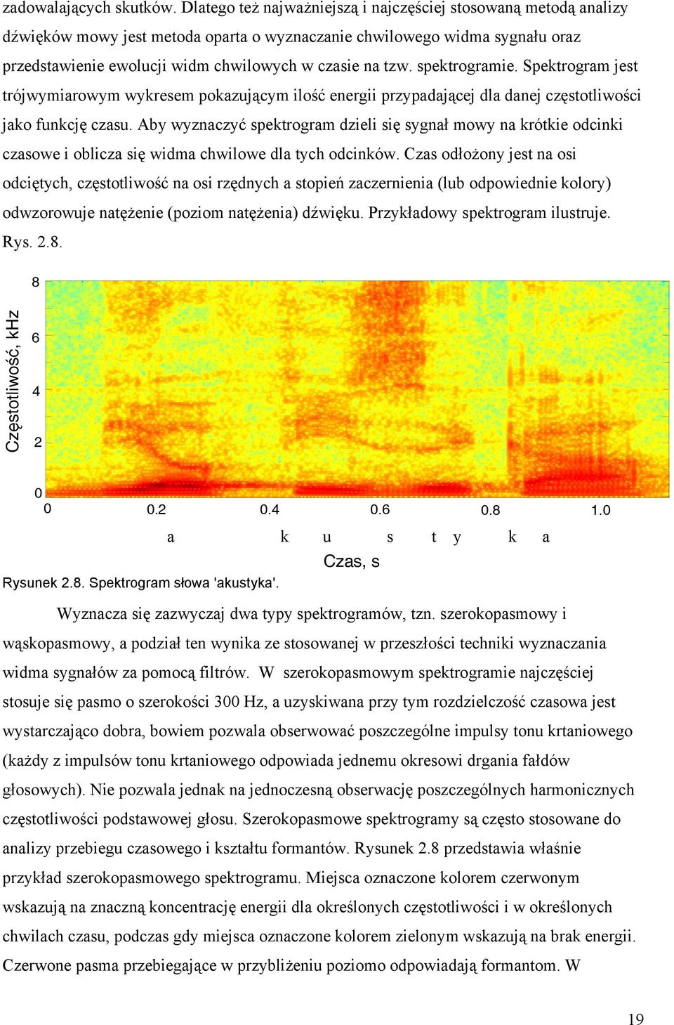 spektrogramie. Spektrogram jest trójwymiarowym wykresem pokazującym ilość eergii przypadającej dla daej częstotliwości jako fukcję czasu.