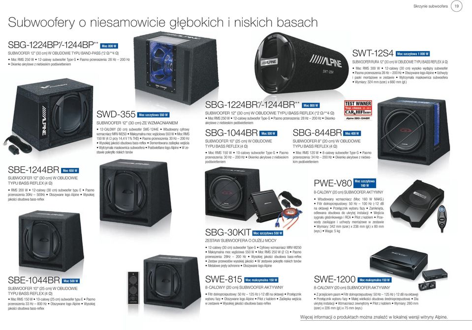 paski montażowe w zestawie Wytrzymała maskownica subwoofera Wymiary: 324 mm (szer.) x 660 mm (gł.
