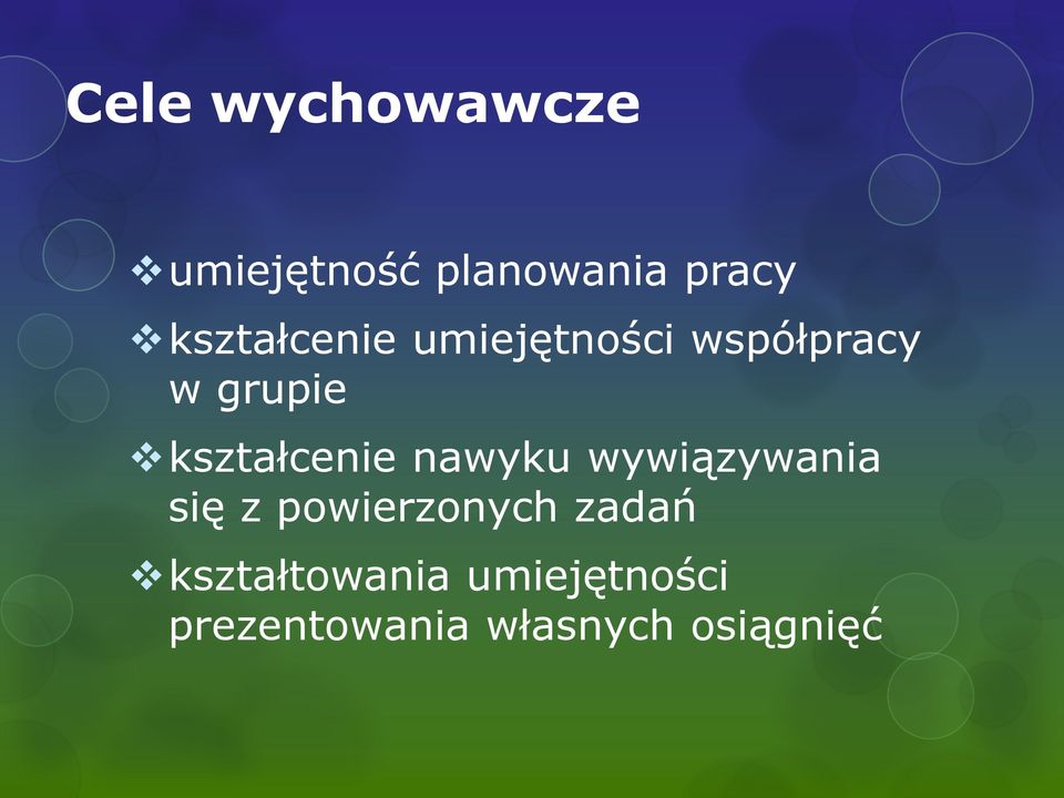 kształcenie nawyku wywiązywania się z powierzonych