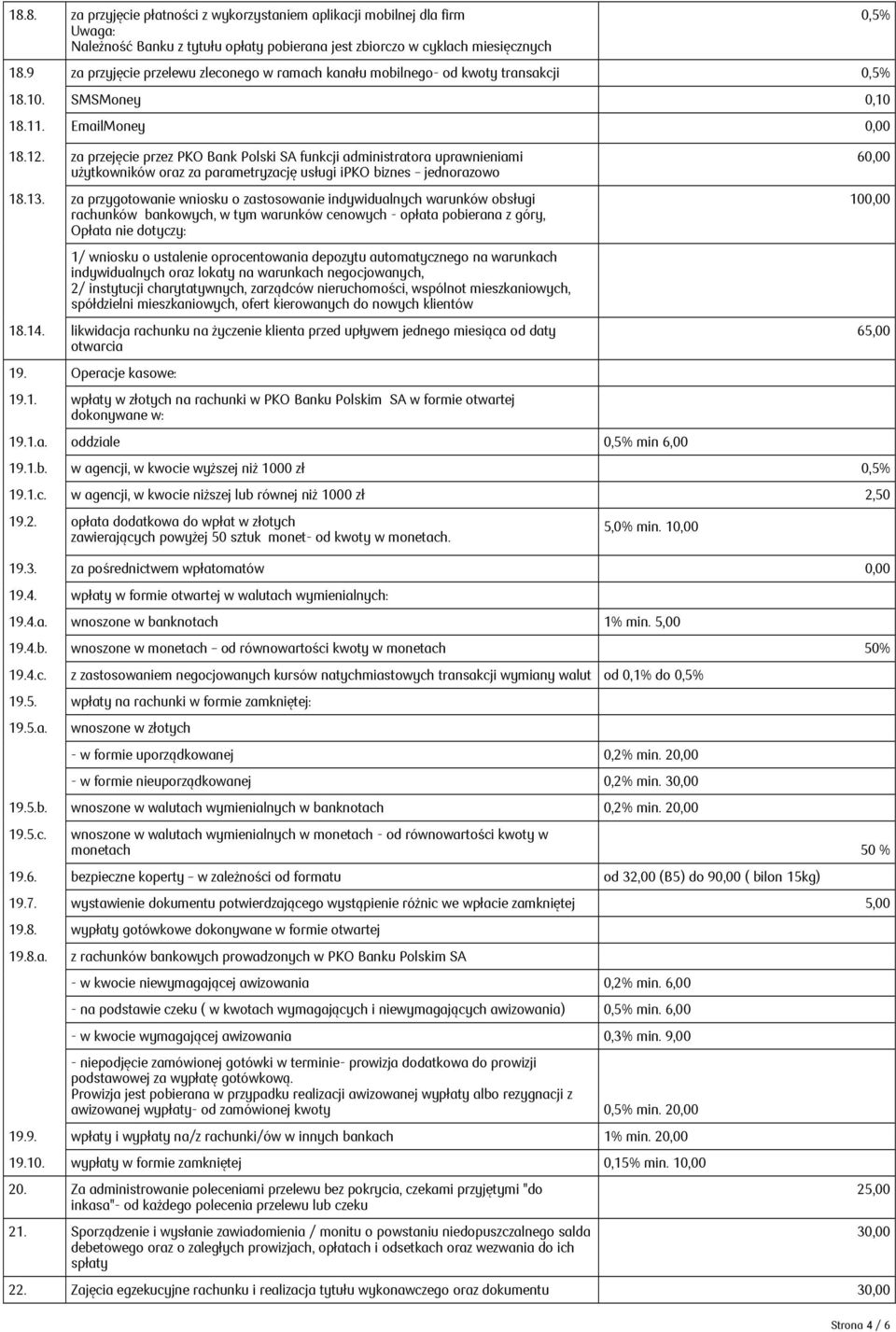 za przejęcie przez PKO Bank Polski SA funkcji administratora uprawnieniami użytkowników oraz za parametryzację usługi ipko biznes jednorazowo 18.13.