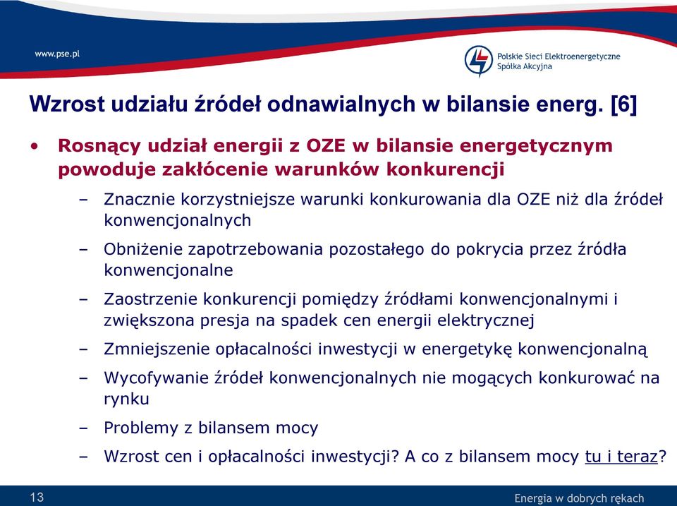 źródeł konwencjonalnych Obniżenie zapotrzebowania pozostałego do pokrycia przez źródła konwencjonalne Zaostrzenie konkurencji pomiędzy źródłami konwencjonalnymi i