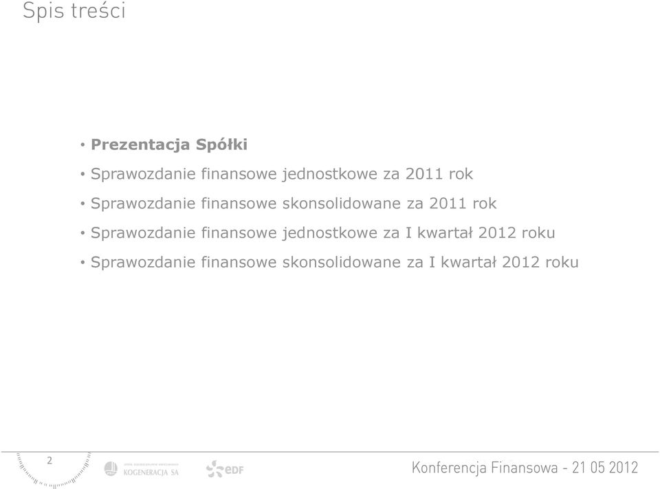 Sprawozdanie finansowe jednostkowe za I kwartał 2012 roku