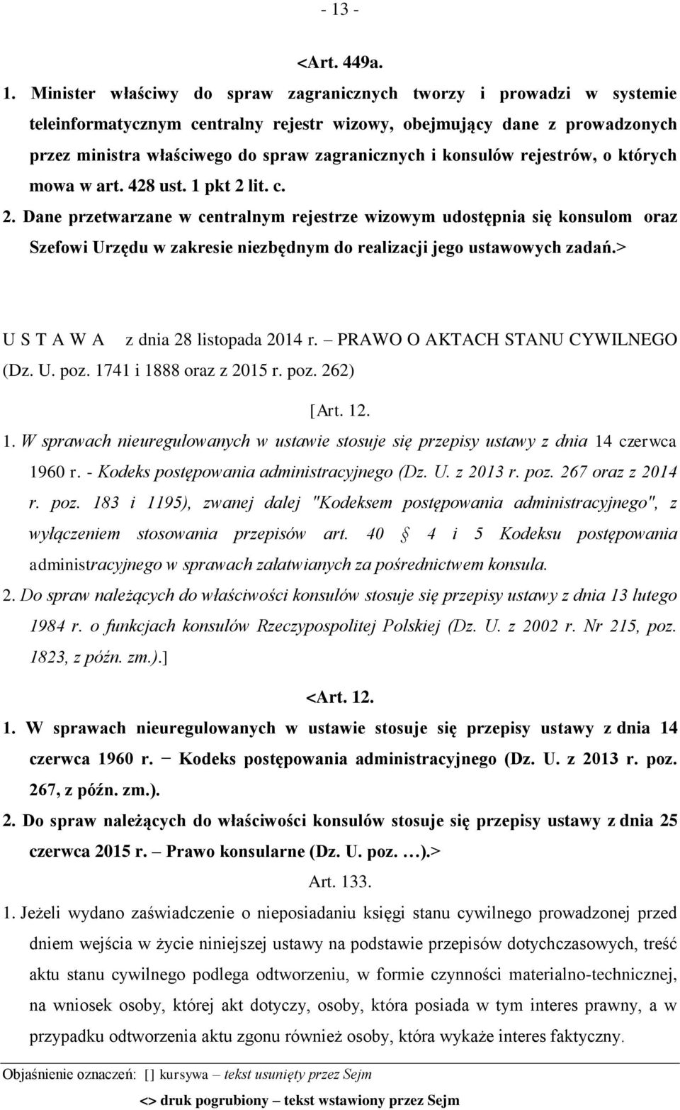 lit. c. 2. Dane przetwarzane w centralnym rejestrze wizowym udostępnia się konsulom oraz Szefowi Urzędu w zakresie niezbędnym do realizacji jego ustawowych zadań.