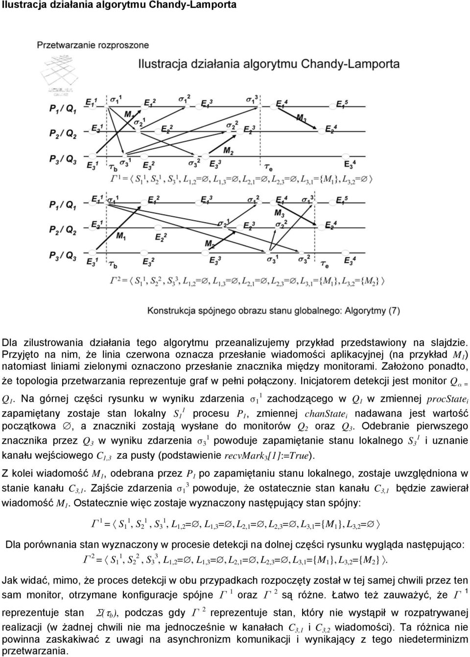 Założono ponadto, że topologia przetwarzania reprezentuje graf w pełni połączony. Inicjatorem detekcji jest monitor Q α = 1 Q 1.