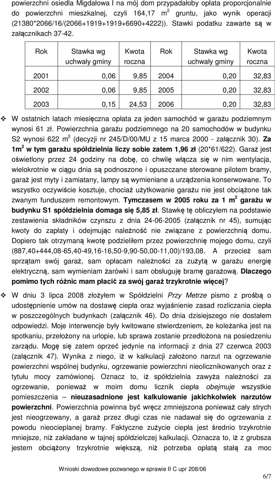 Rok Stawka wg Rok Stawka wg uchwały gminy roczna uchwały gminy roczna 2001 0,06 9,85 2004 0,20 32,83 2002 0,06 9,85 2005 0,20 32,83 2003 0,15 24,53 2006 0,20 32,83 W ostatnich latach miesięczna