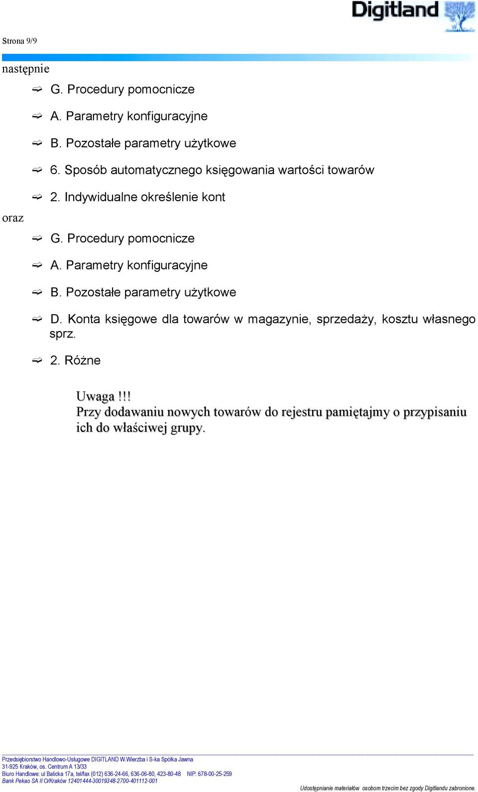 Pozostałe parametry użytkowe D.