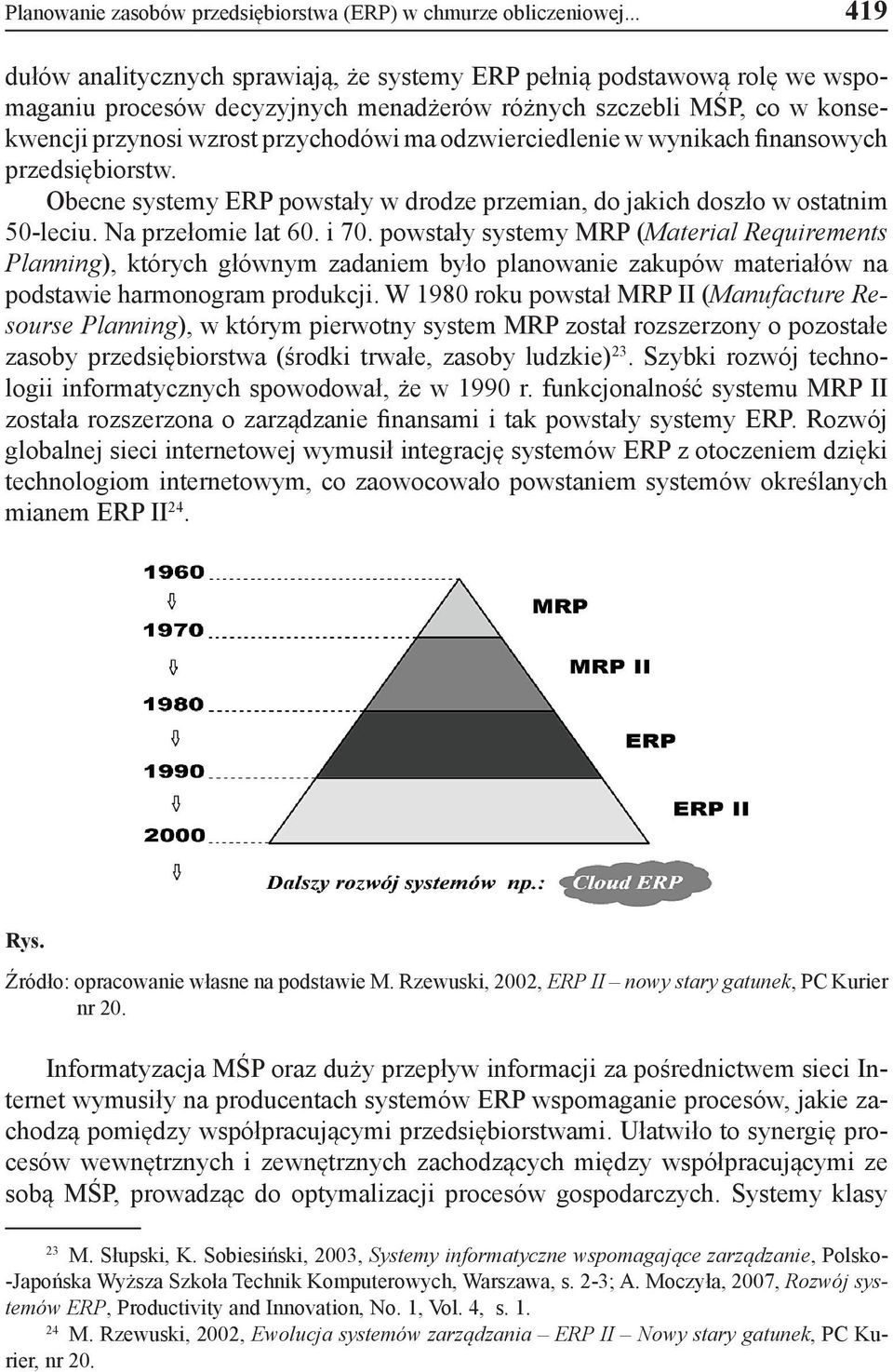 odzwierciedlenie w wynikach finansowych przedsiębiorstw. Obecne systemy ERP powstały w drodze przemian, do jakich doszło w ostatnim 50-leciu. Na przełomie lat 60. i 70.