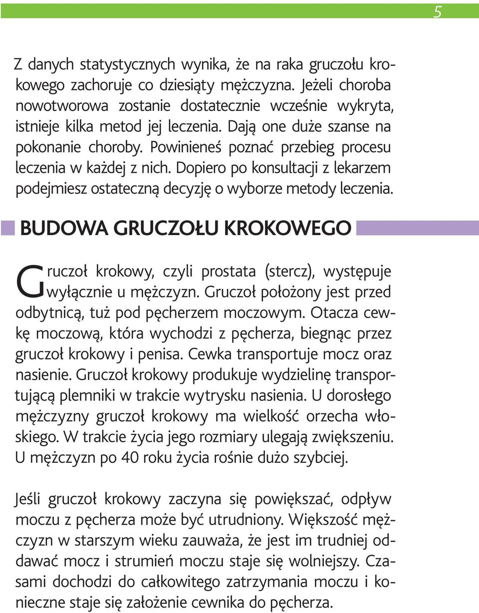 BUDOWA GRUCZOŁU KROKOWEGO G ruczoł krokowy, czyli prostata (stercz), występuje wyłącznie u mężczyzn. Gruczoł położony jest przed odbytnicą, tuż pod pęcherzem moczowym.