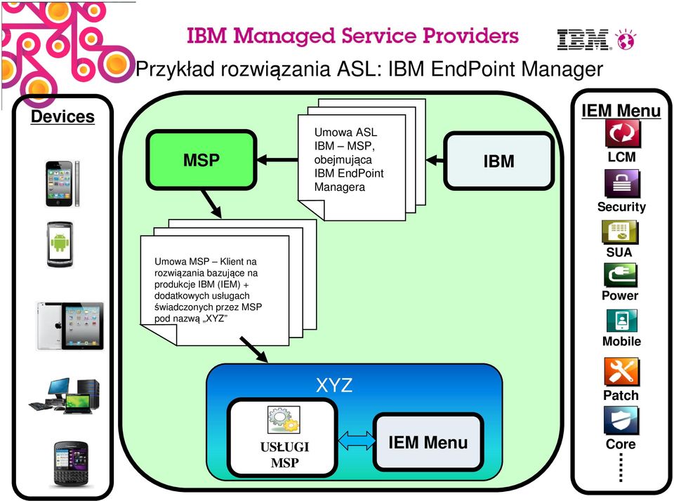 Klient na rozwiązania bazujące na produkcje IBM (IEM) + dodatkowych usługach