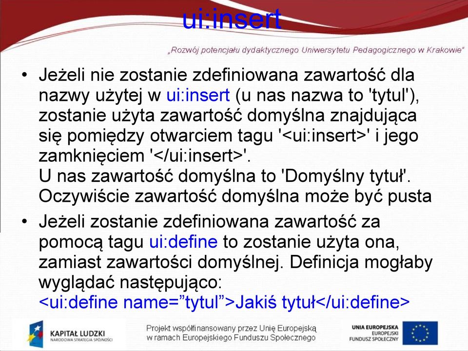 U nas zawartość domyślna to 'Domyślny tytuł'.