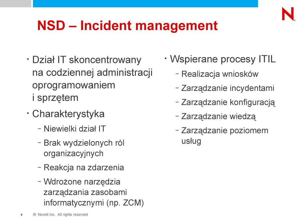 procesy ITIL Realizacja wniosków Zarządzanie incydentami Zarządzanie konfiguracją Zarządzanie wiedzą