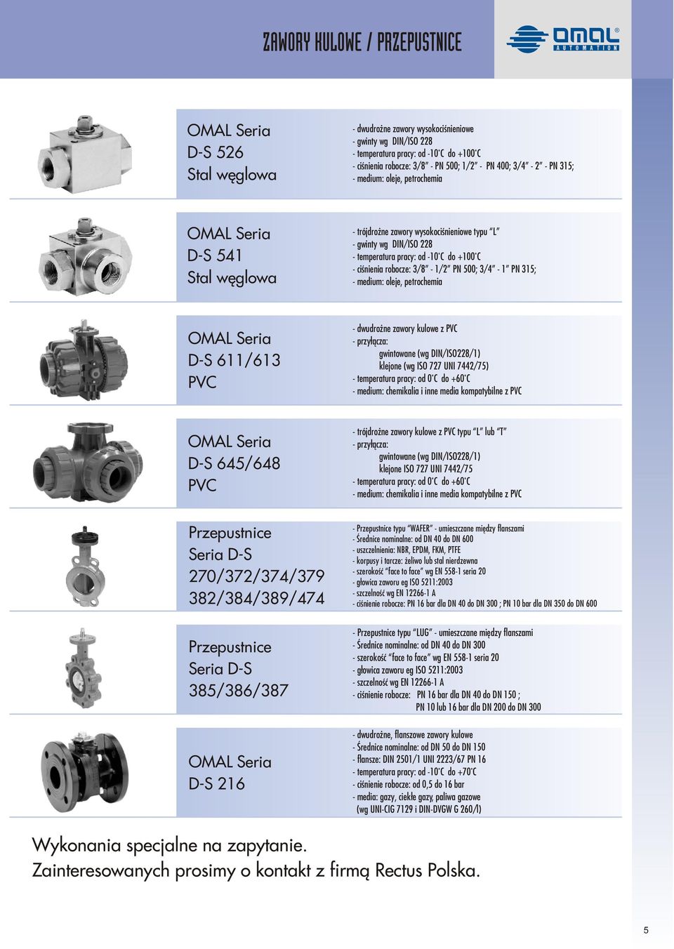 petrochemia D-S 611/613 PVC - dwudro ne zawory kulowe z PVC - przy³¹cza: gwintowane (wg DIN/ISO228/1) klejone (wg ISO 727 UNI 7442/75) - temperatura pracy: od 0 C do +60 C - medium: chemikalia i inne